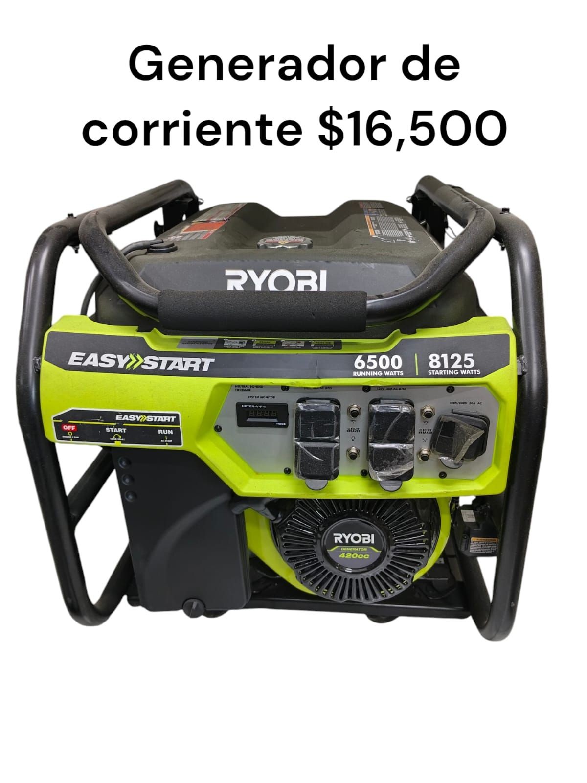 generador de corriente ryobi easy start color verde de 6500 watts