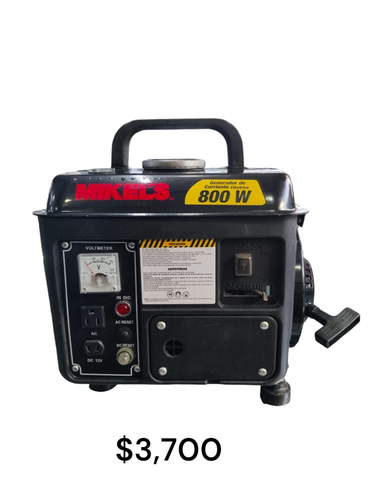 generador de corriente marca mikels color negro de 800 watts