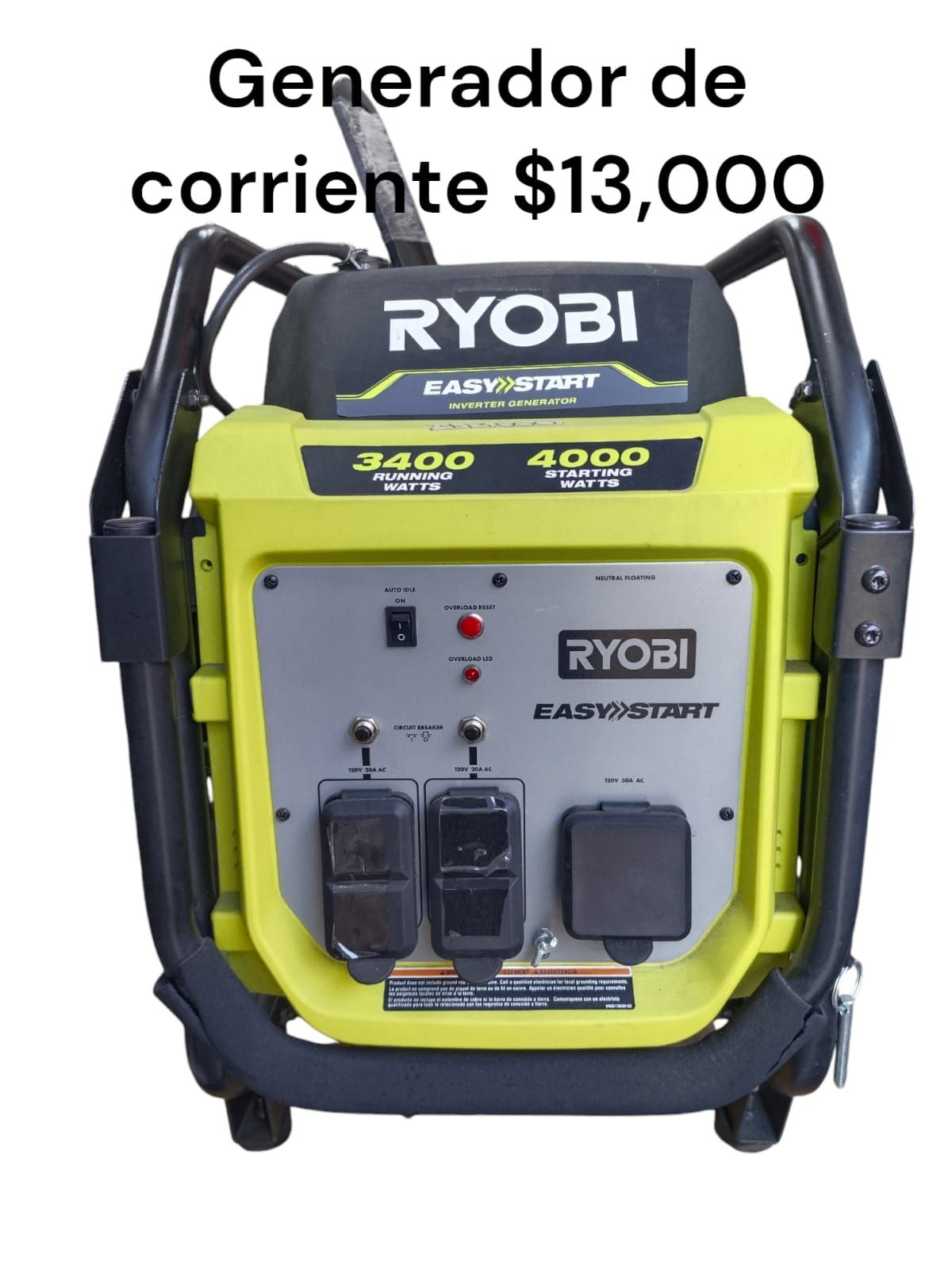 generador de corrient ryobi color verde de 3400 watts