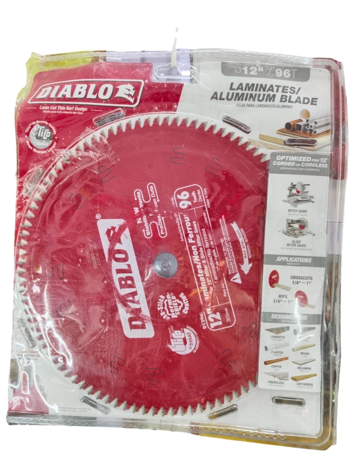 disco para corte marca diablo de 96 dientes color rojo