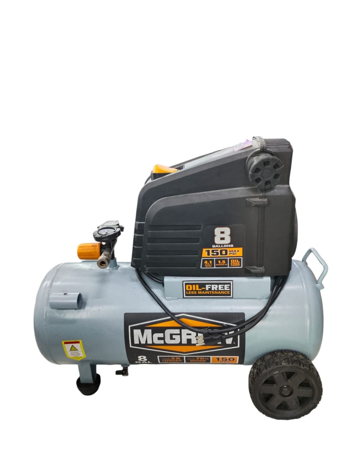 compresor de aire mcgraw de 8 galones color gris