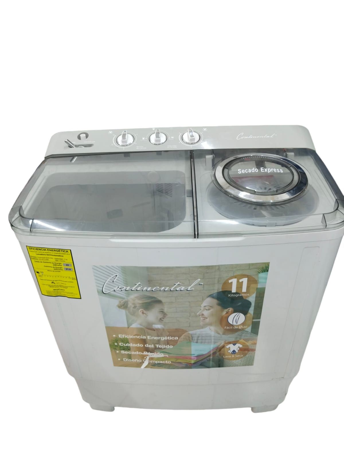 lavarora marca continental de 11 litros color blanco con sentrifugadora